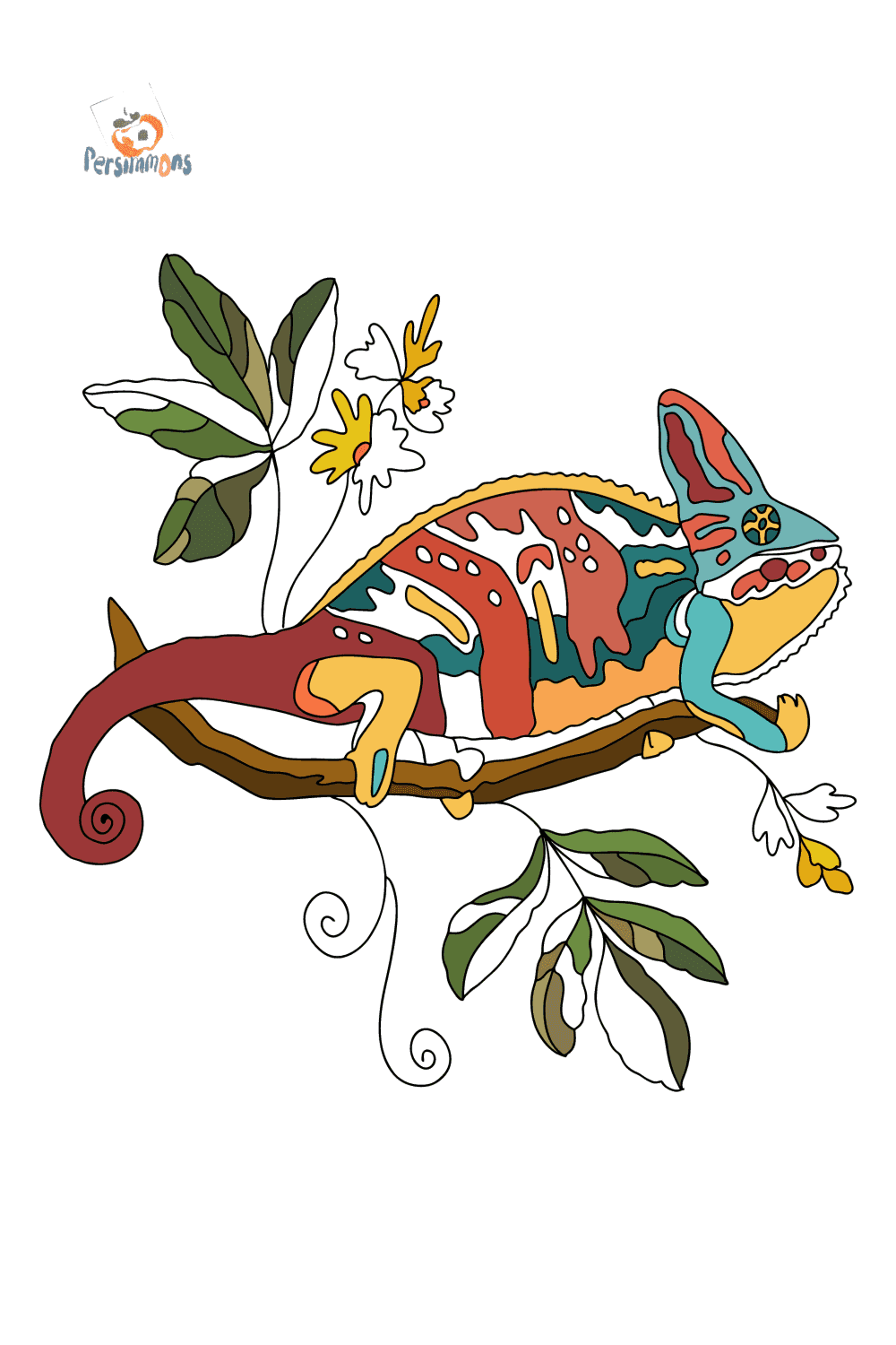 Colorful chameleon - Chameleons coloring pages online and printable