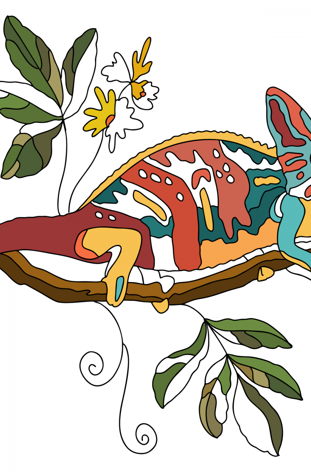 Blue chameleon - Chameleons coloring pages online and printable