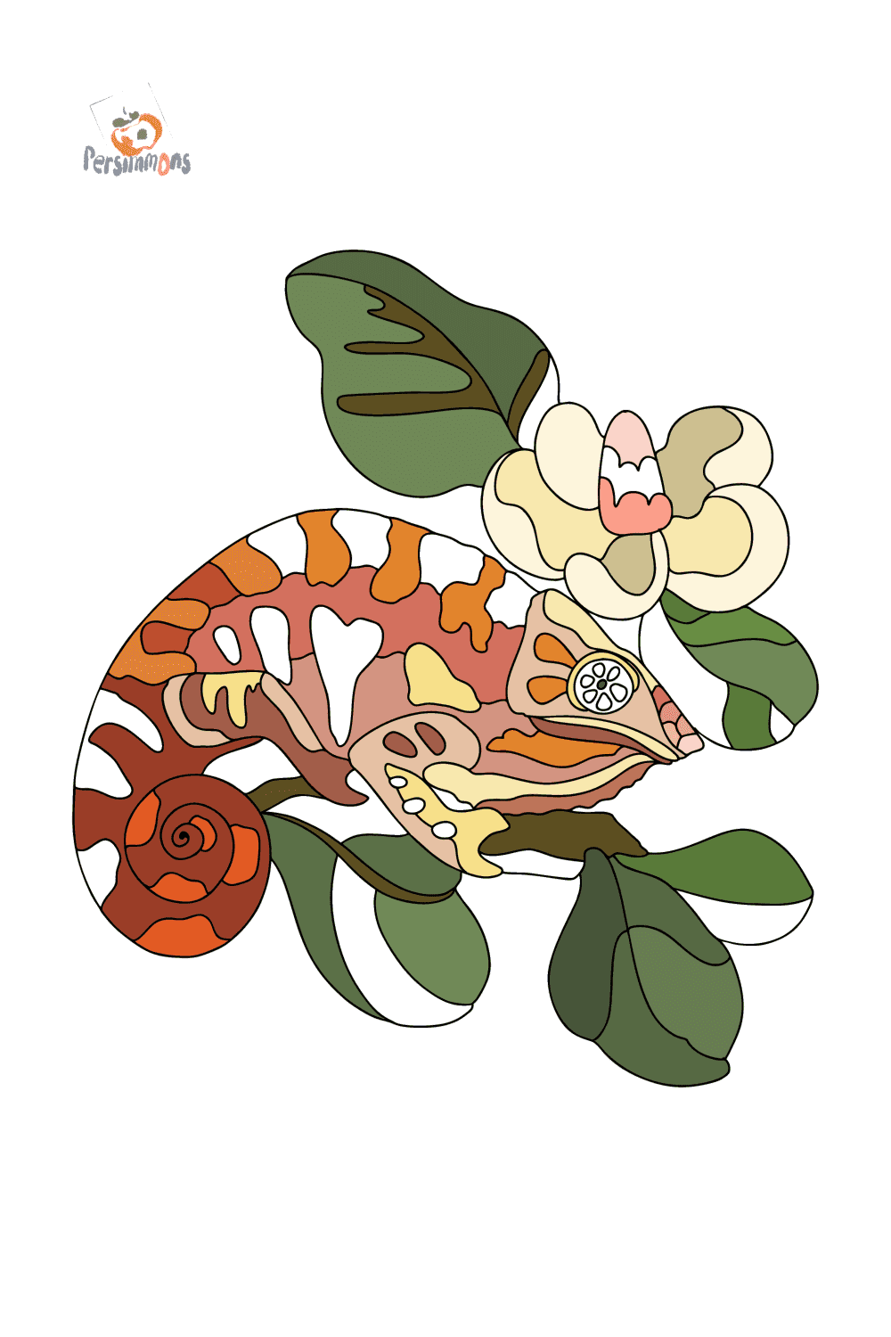 Cute chameleon - Chameleons coloring pages online and printable