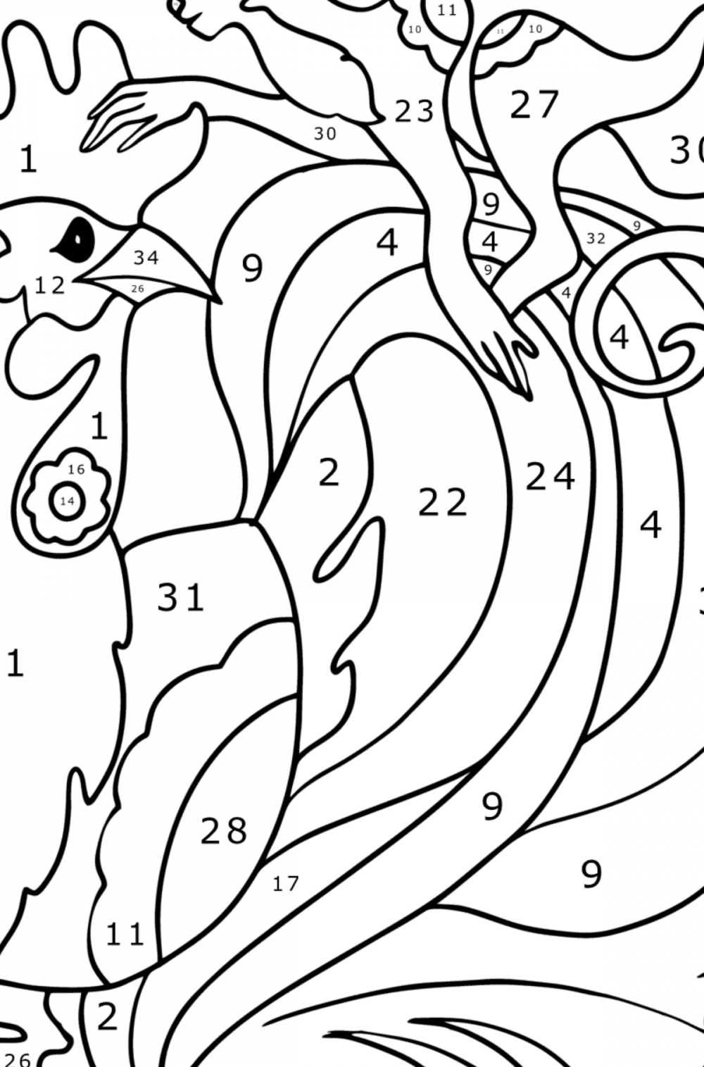 Year of the monkey and the rooster - Chinese New Year coloring pages