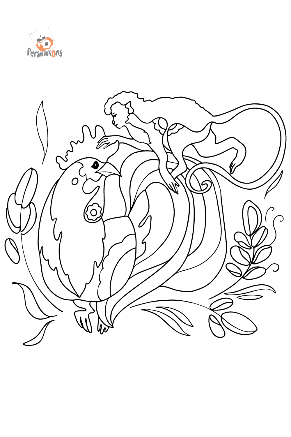 Year of the monkey and the rooster - Chinese New Year coloring pages