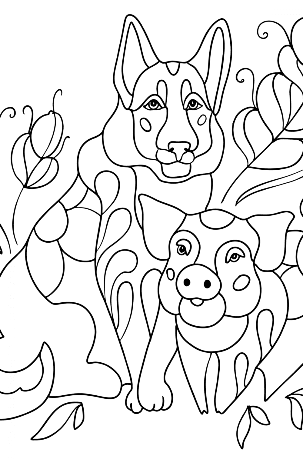 Year of the dog and pig - Chinese New Year coloring pages