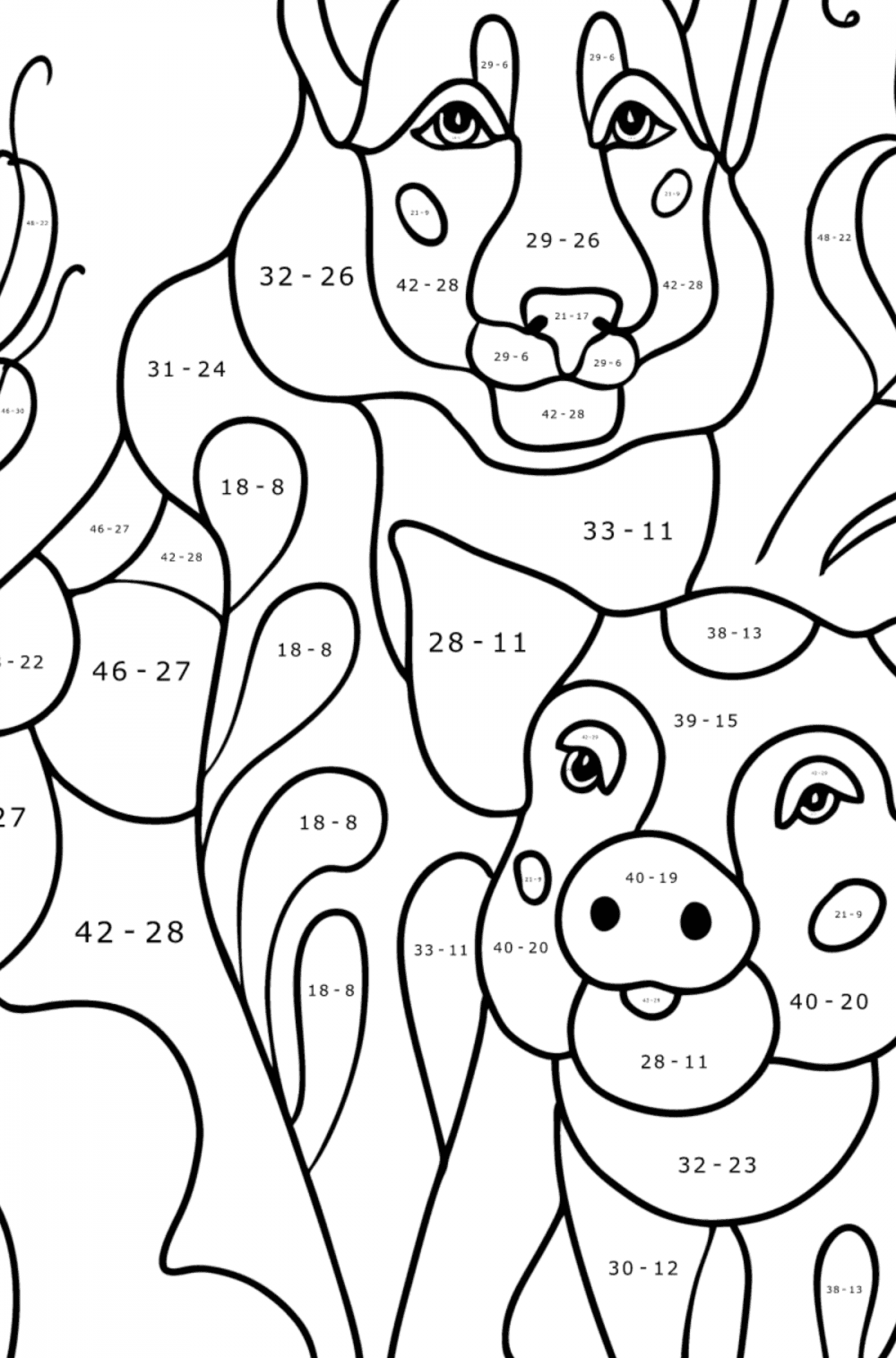 Year of the dog and pig - Chinese New Year coloring pages