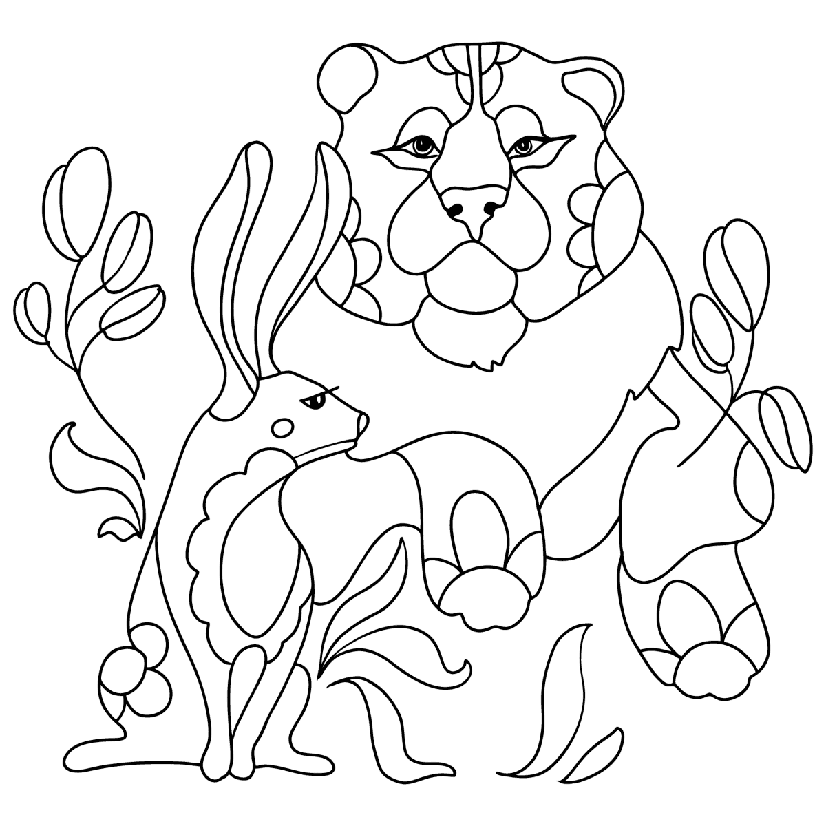 Year of the tiger and rabbit - Chinese New Year coloring pages