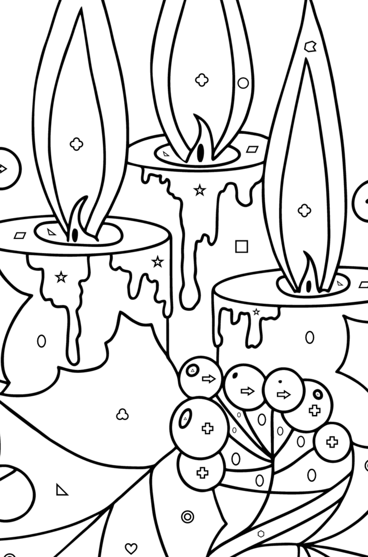 Christmas candles - Christmas coloring pages online and printable