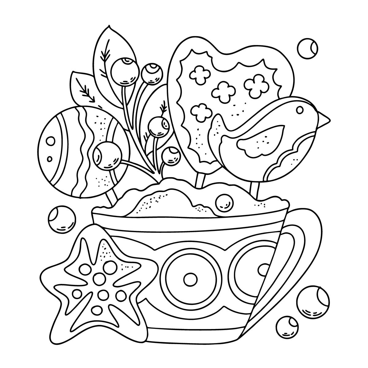 Gingerbread on a stick christmas coloring pages online