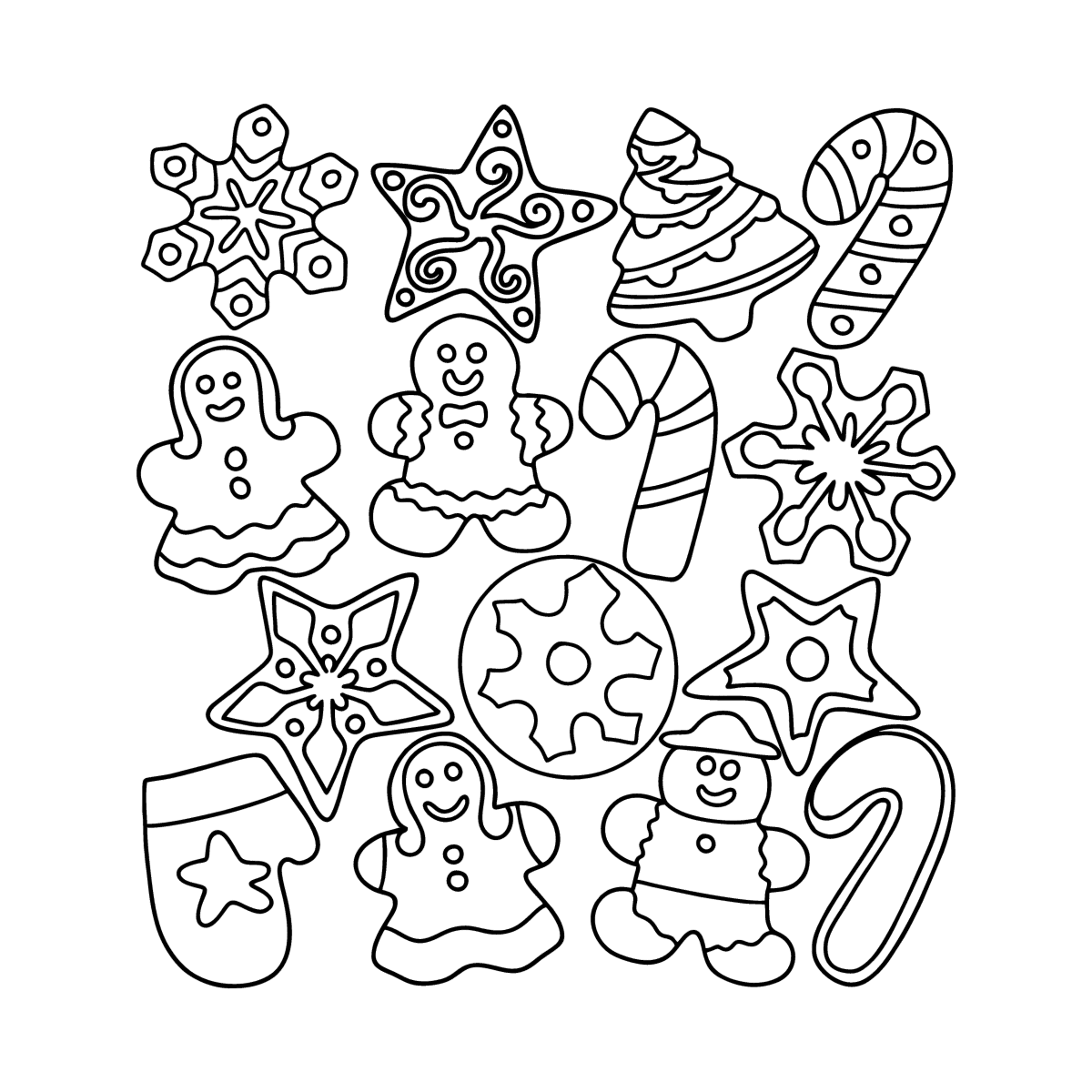 Gingerbread set - Christmas coloring pages online and printable