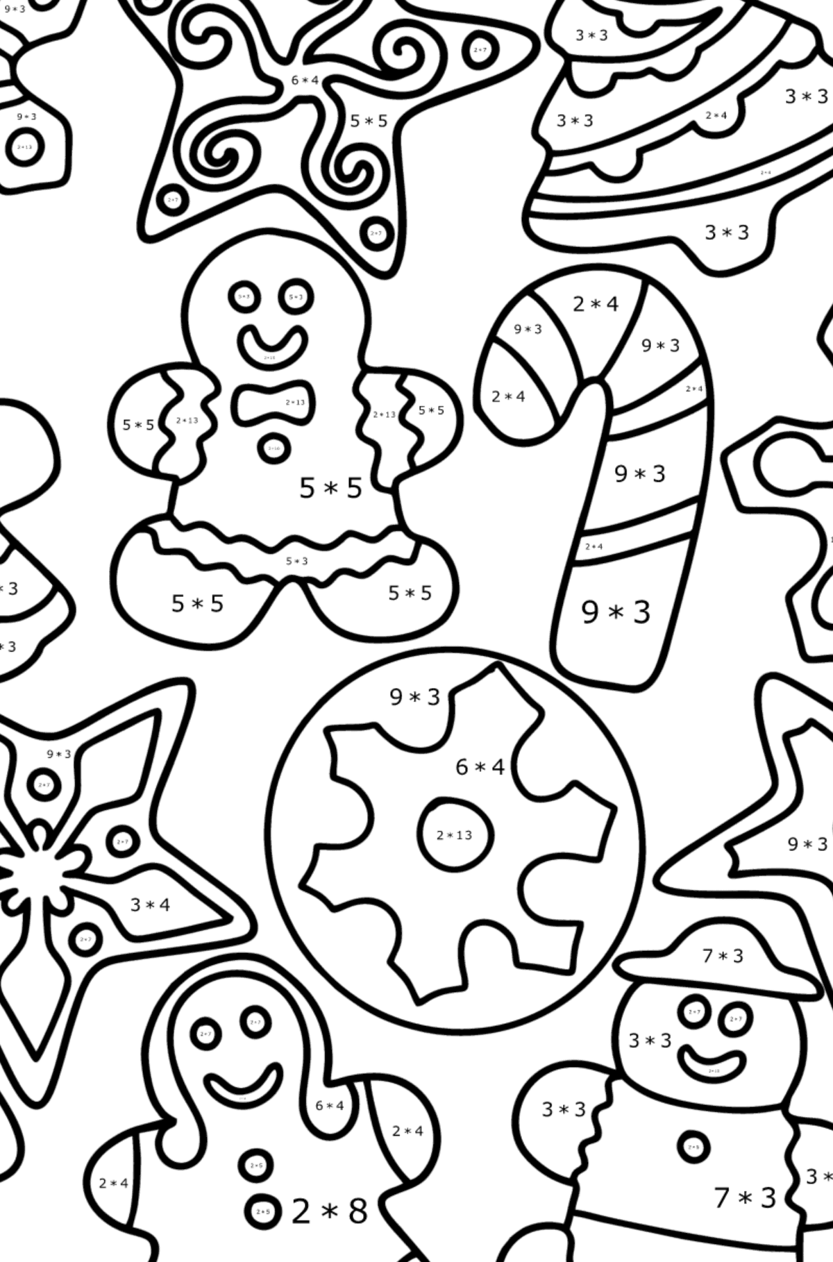 Gingerbread set - Christmas coloring pages online and printable
