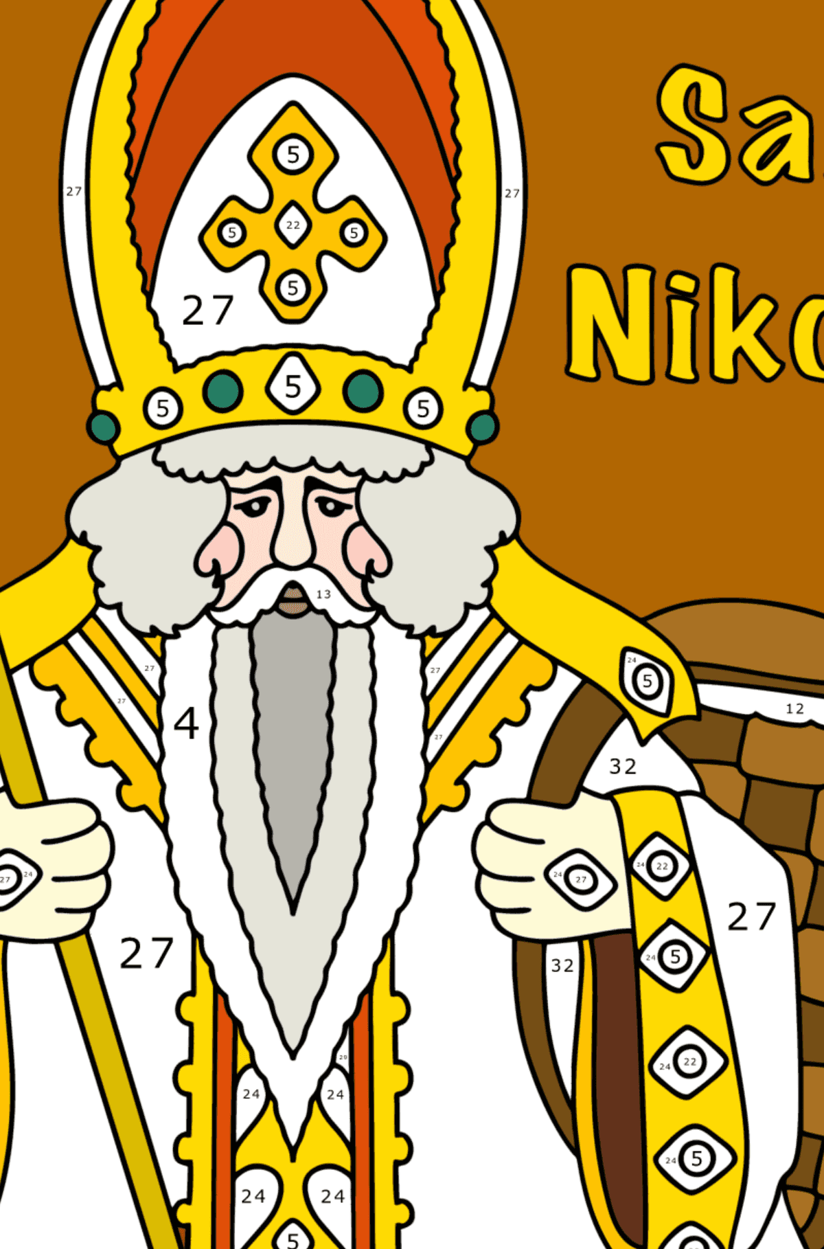 Раскраска Saint Nikolaus - Раскраска по Номерам для Взрослых