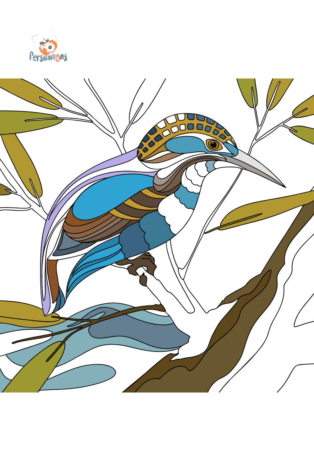 Ordinary kingfisher coloring page coloring for adults