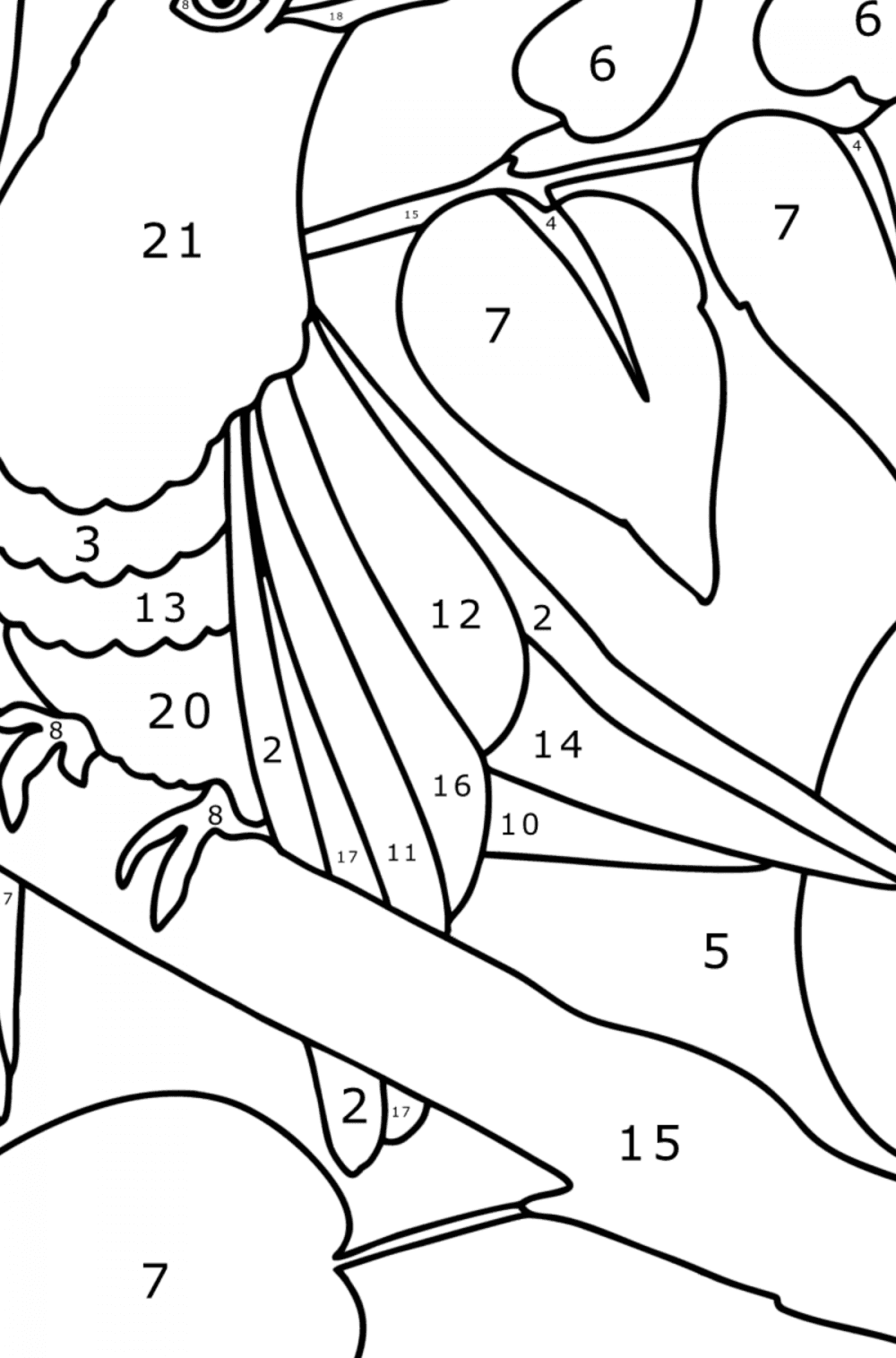 Cuckoo on a tree birds coloring pages for adults online and print