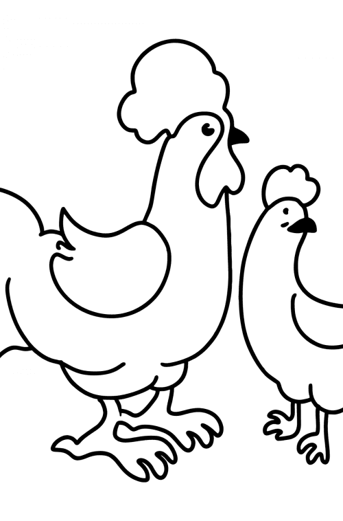 Coloring page Chicken family for Kids - Play online for Free