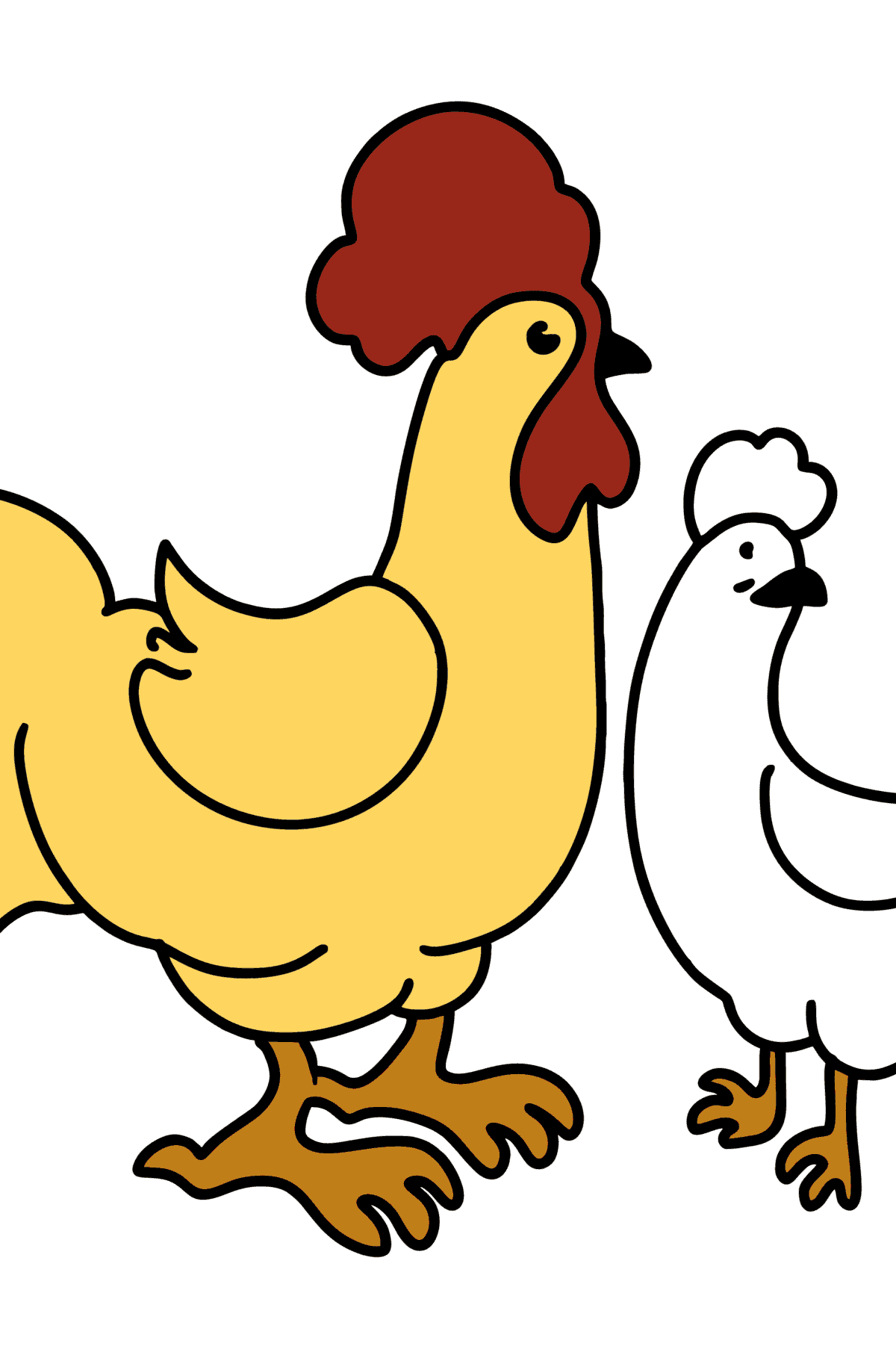 Mewarnai gambar Keluarga ayam untuk anak-anak - buku mewarnai