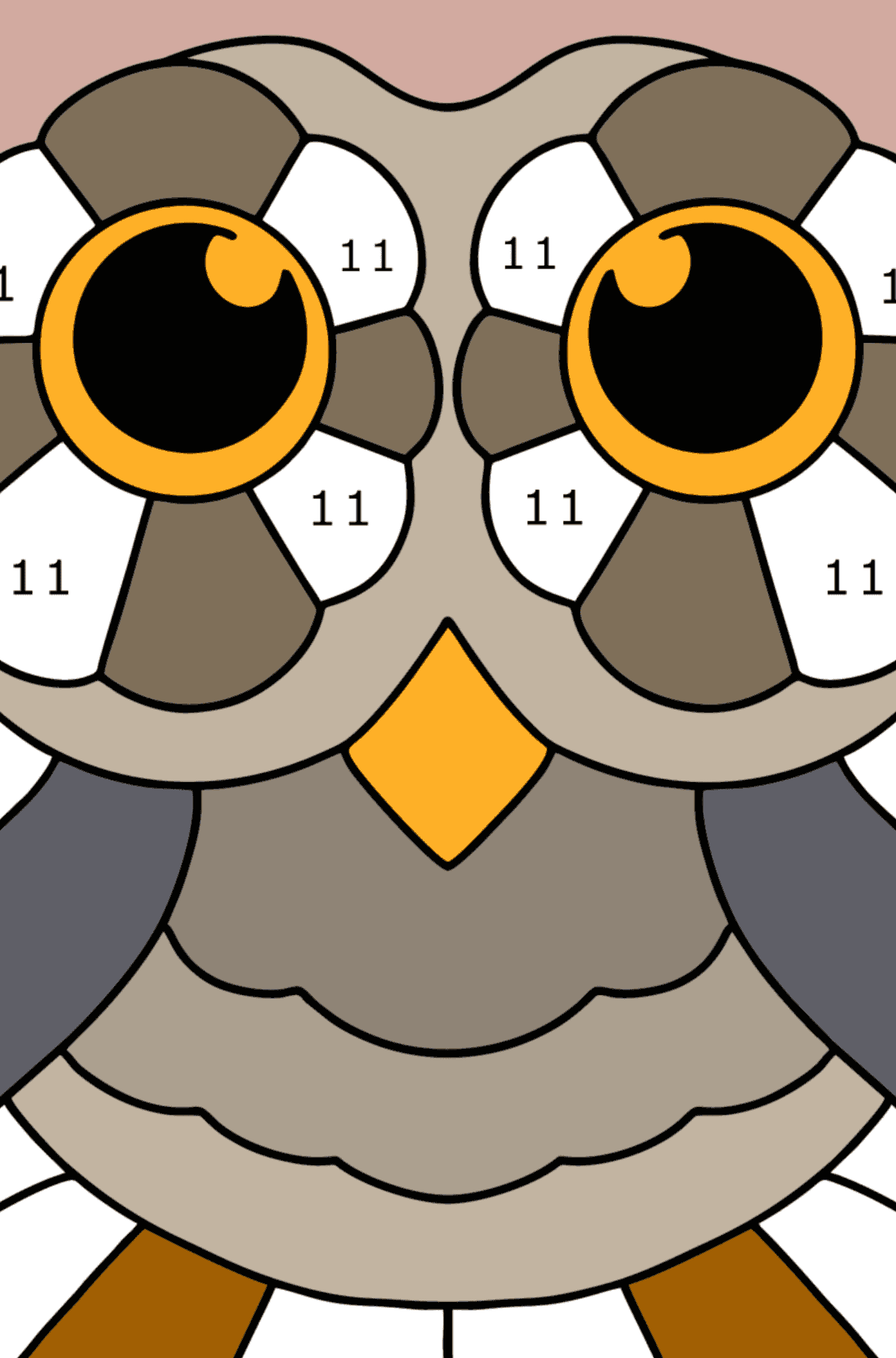 Omalovánka Sova se vzory pro děti - hrát podle čísel 