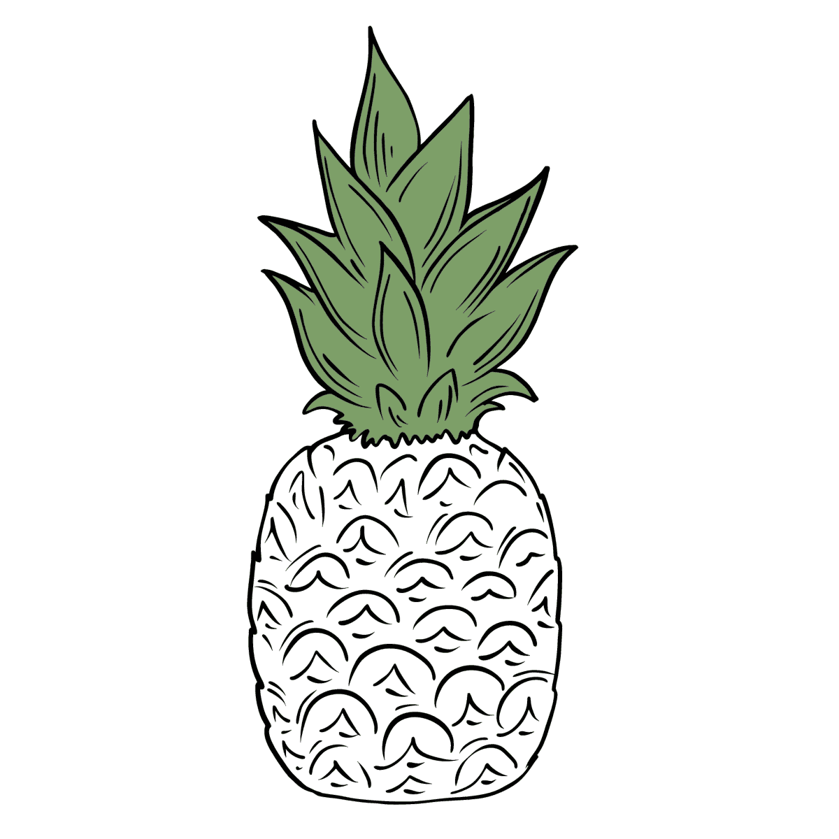 Раскраска ананас для детей 5-6 лет
