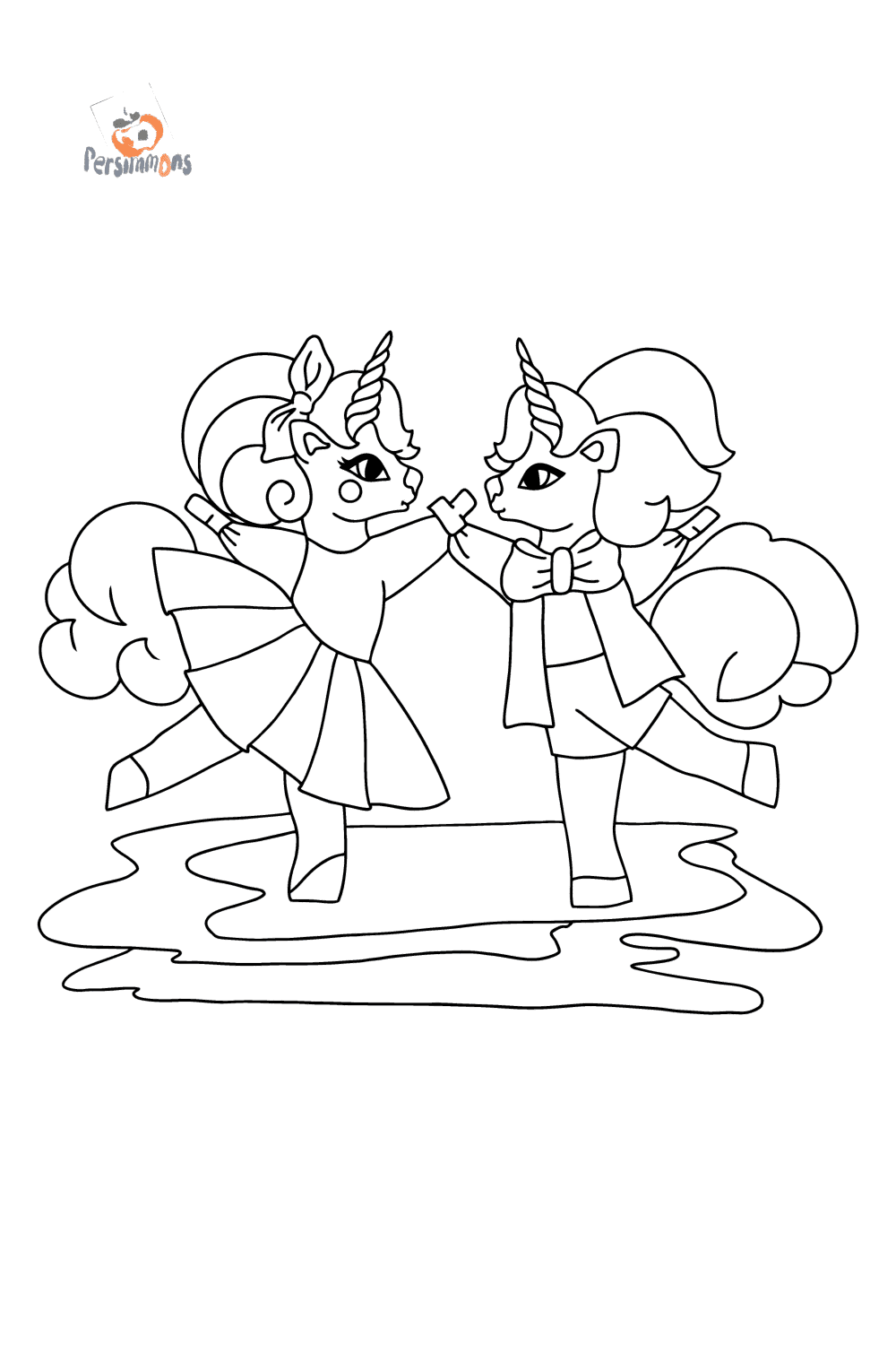 Pair of unicorns cute coloring pages for adults online