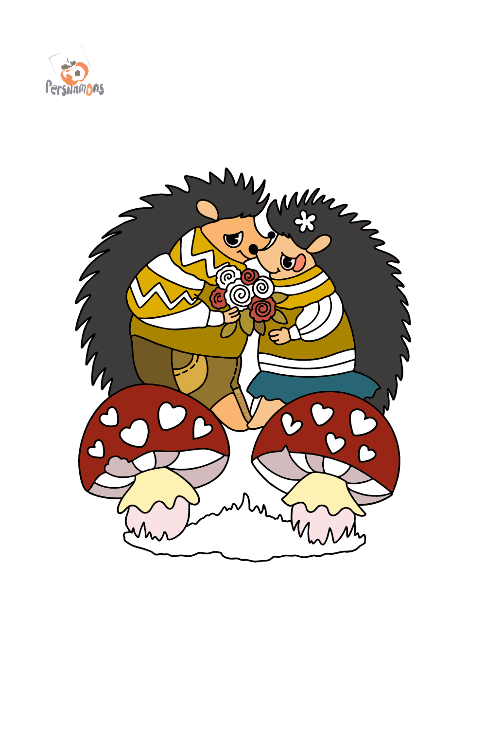 Cute hedgehogs - Cute coloring pages for Adults online