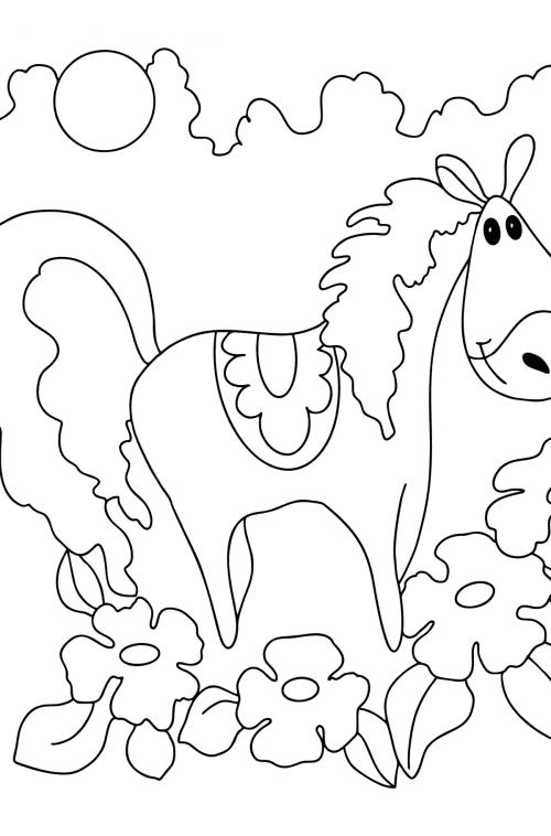 Funny horse - Cute coloring pages for Adults online