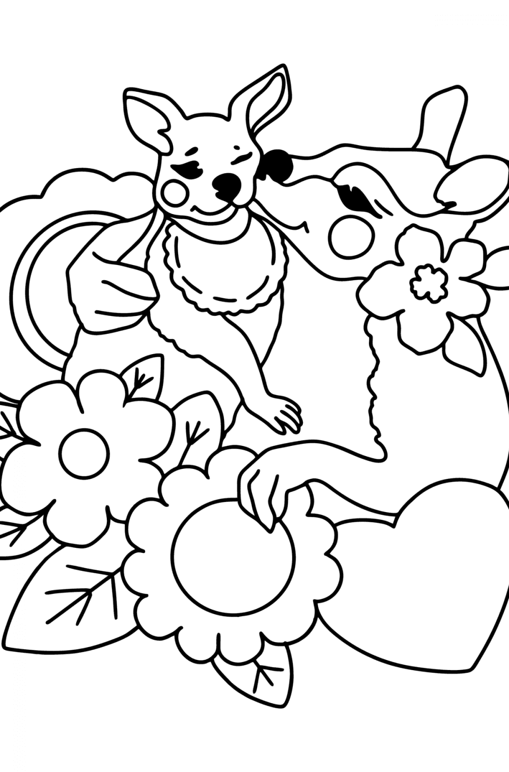 Kangaroo Family Coloring Page