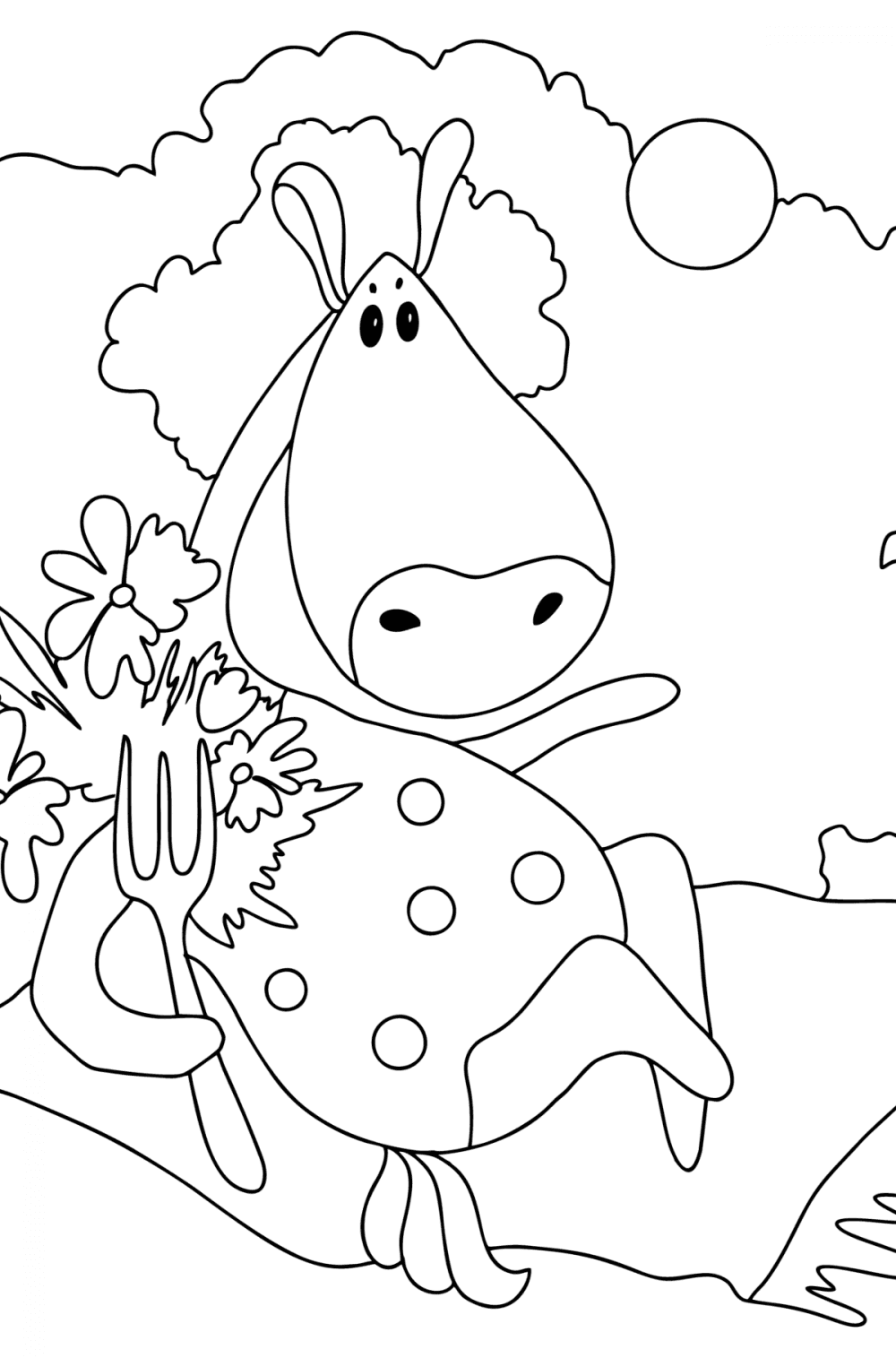 Mischievous horse - Cute coloring pages for Adults online