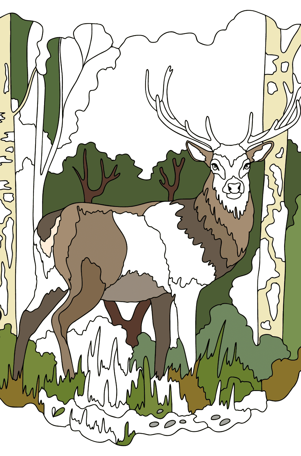 Målarbild Ädla rådjur - målarbok för vuxna