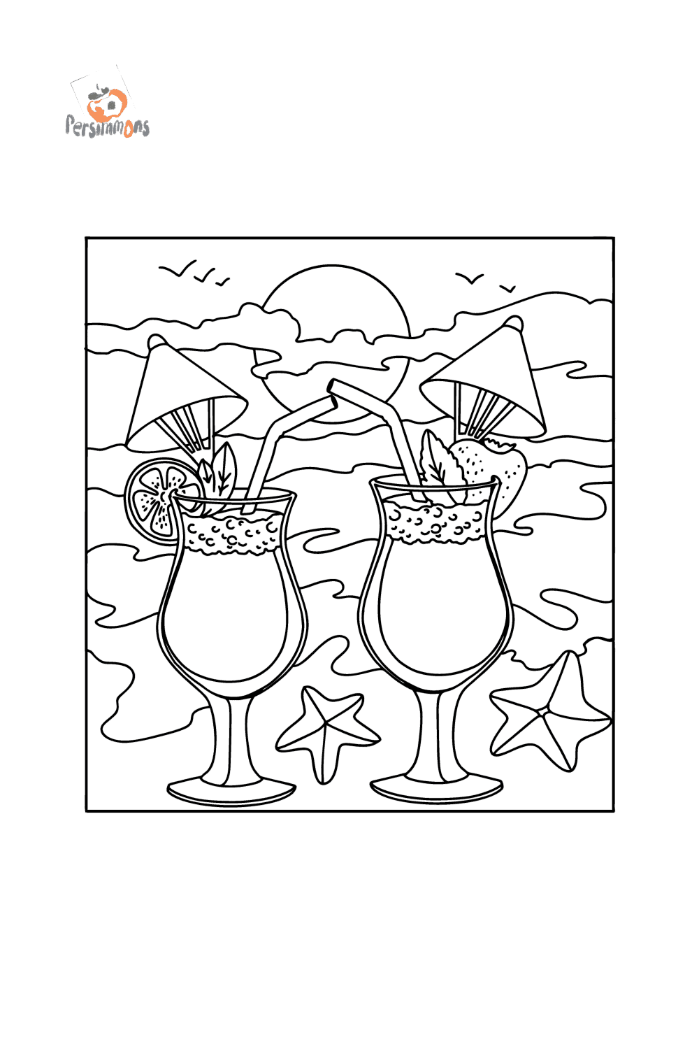 Evening Cocktail Drinks Coloring Pages For Adults Online