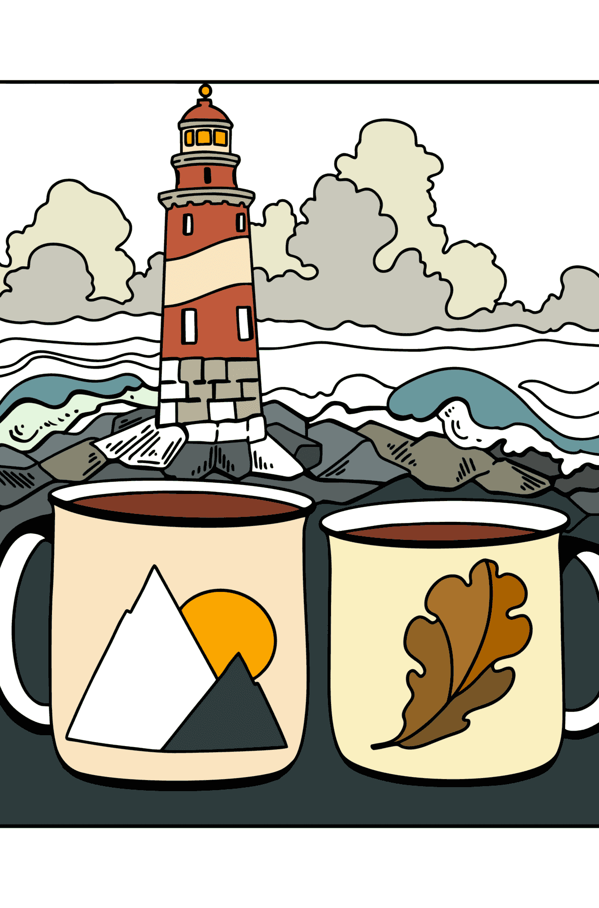 Dibujo Momento del té para colorear - Dibujos para Colorear para Adultos