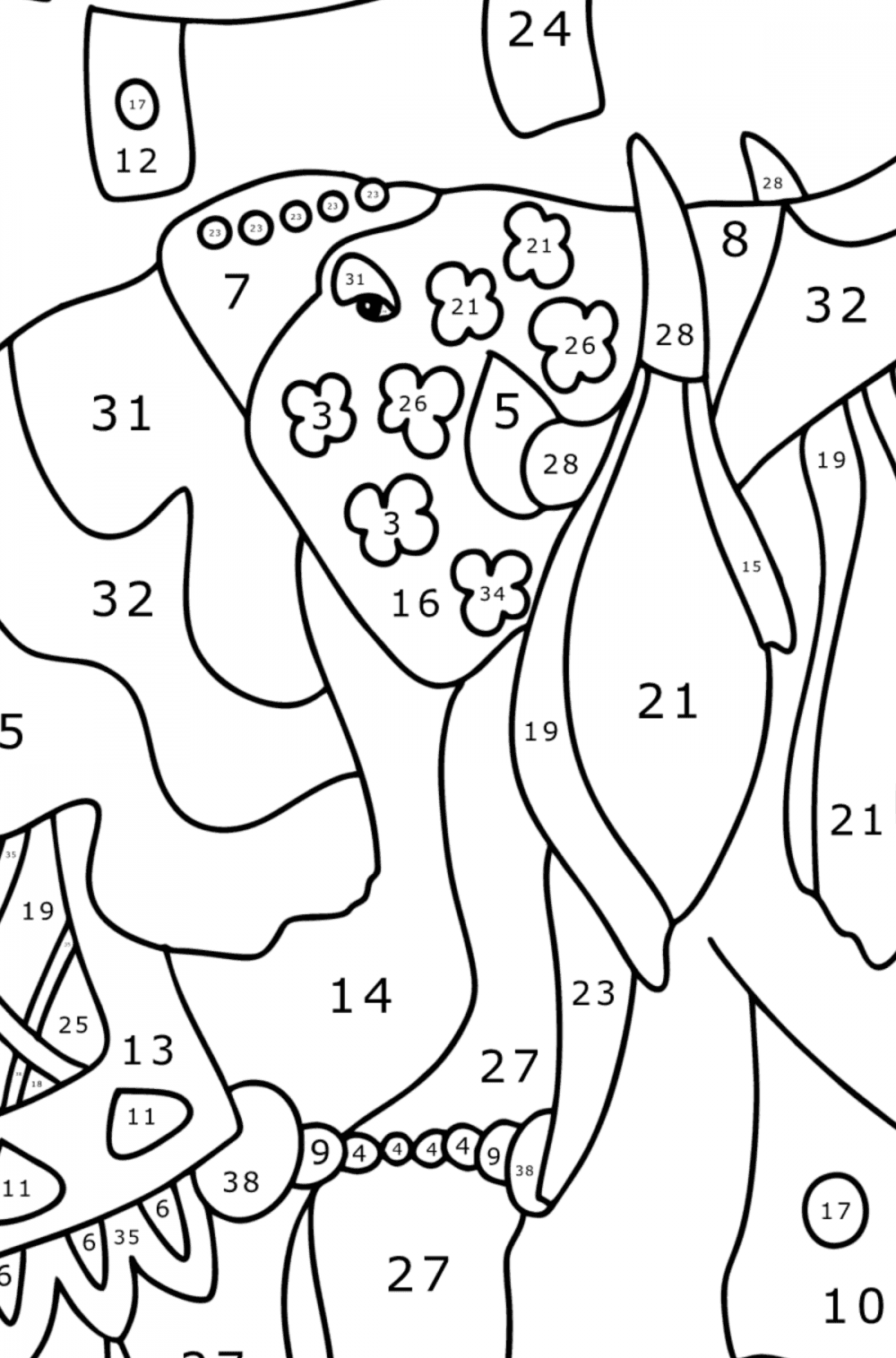 Beautiful elephant - Elephants coloring pages for Adults online