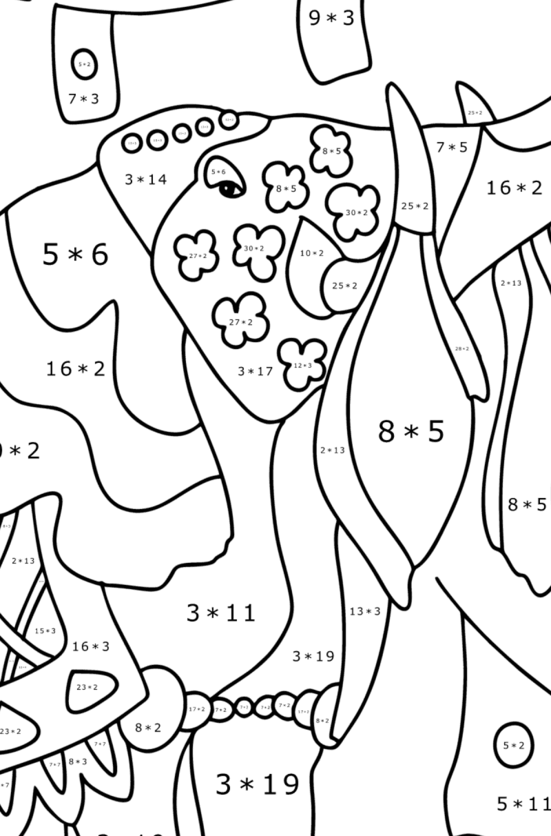 Beautiful elephant - Elephants coloring pages for Adults online