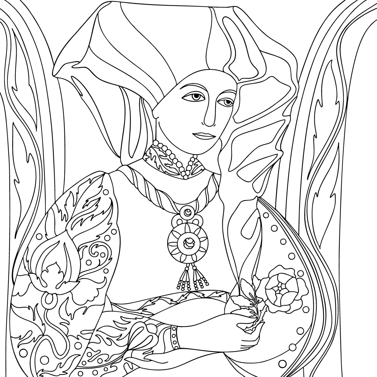 Fashion of the Middle Ages coloring page | Coloring-for-Adults.com