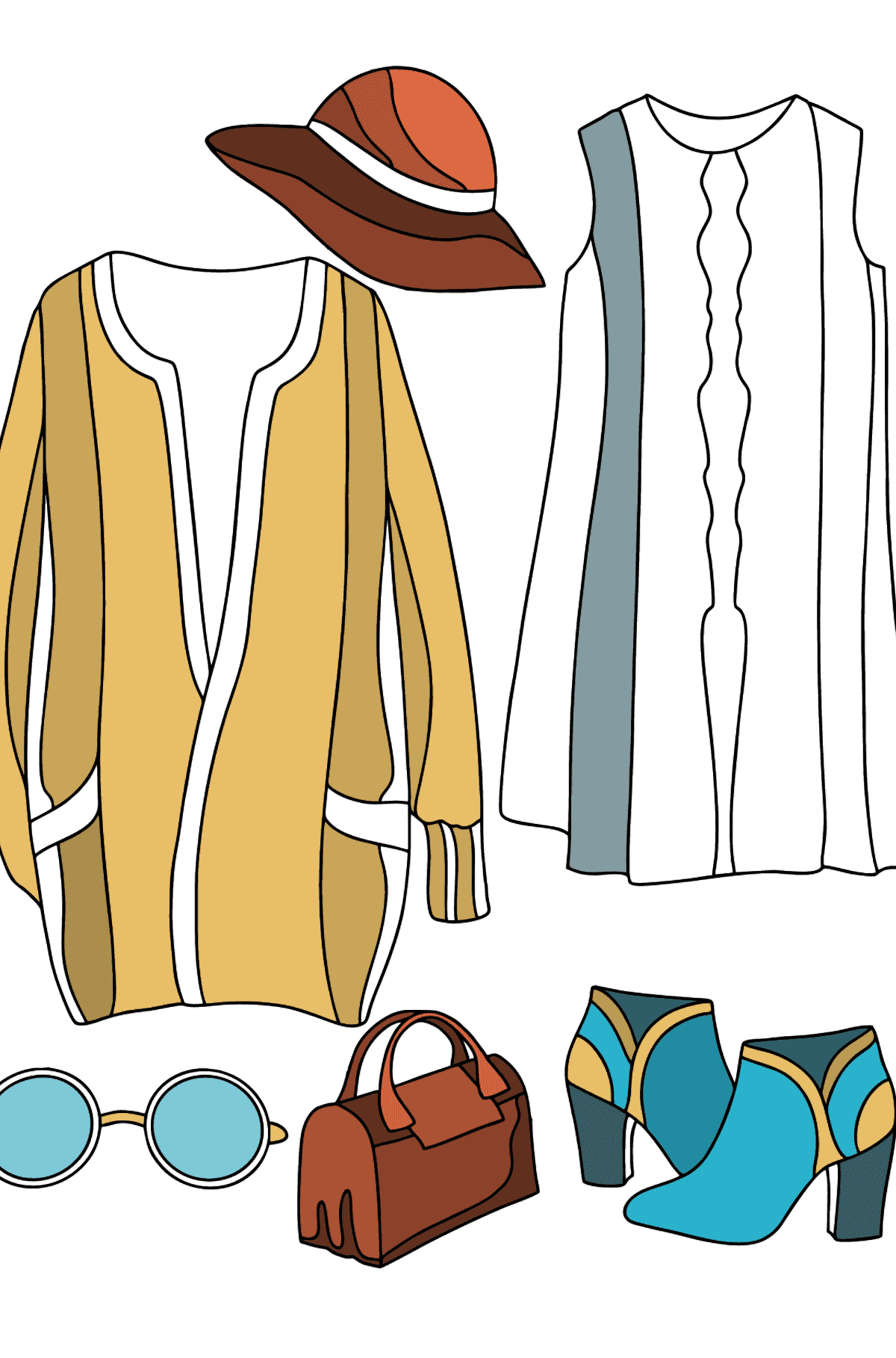 Розмальовка Осінній модний одяг - Розмальовки для дорослих