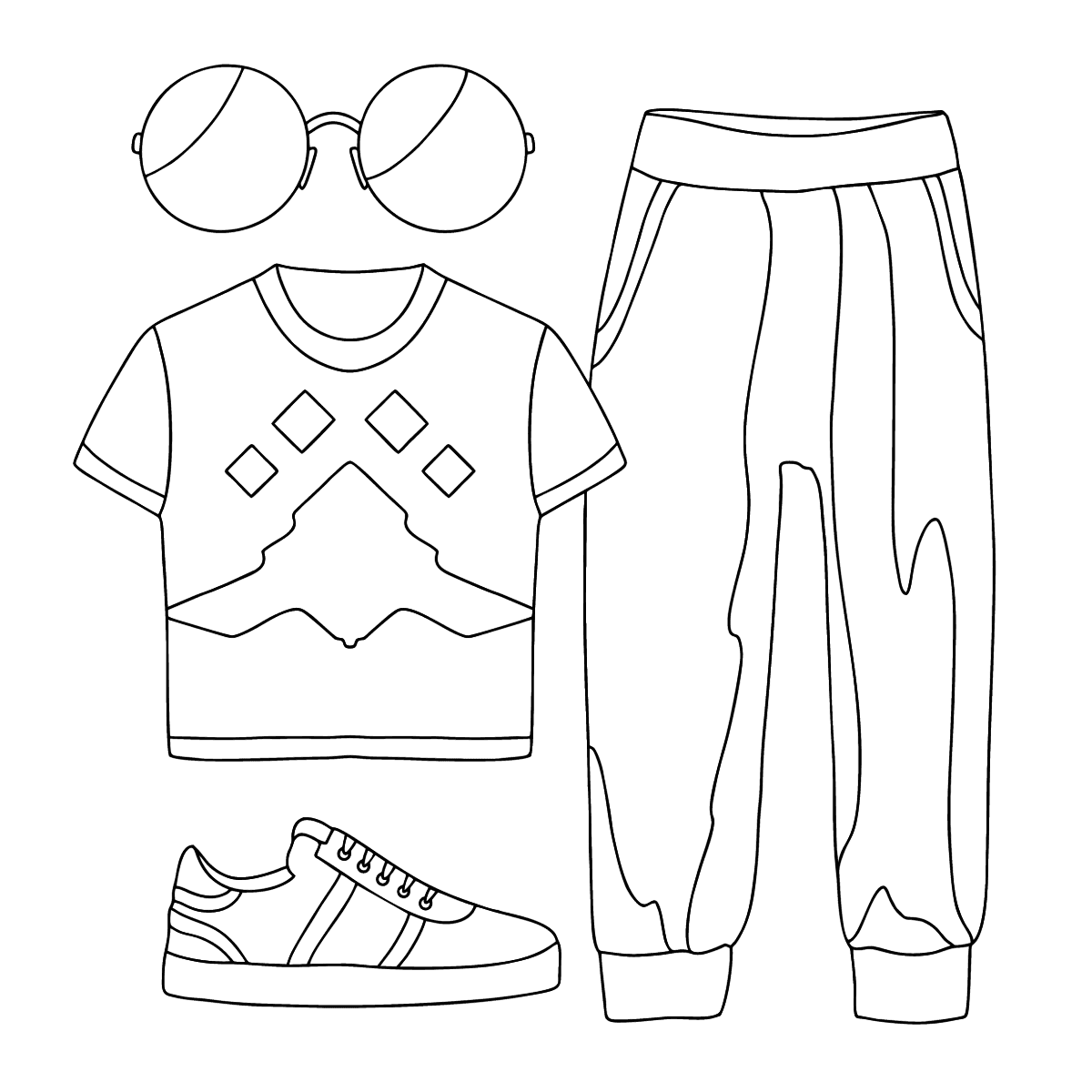 Dibujos Estilo & Moda para colorear - Ropa deportiva de verano