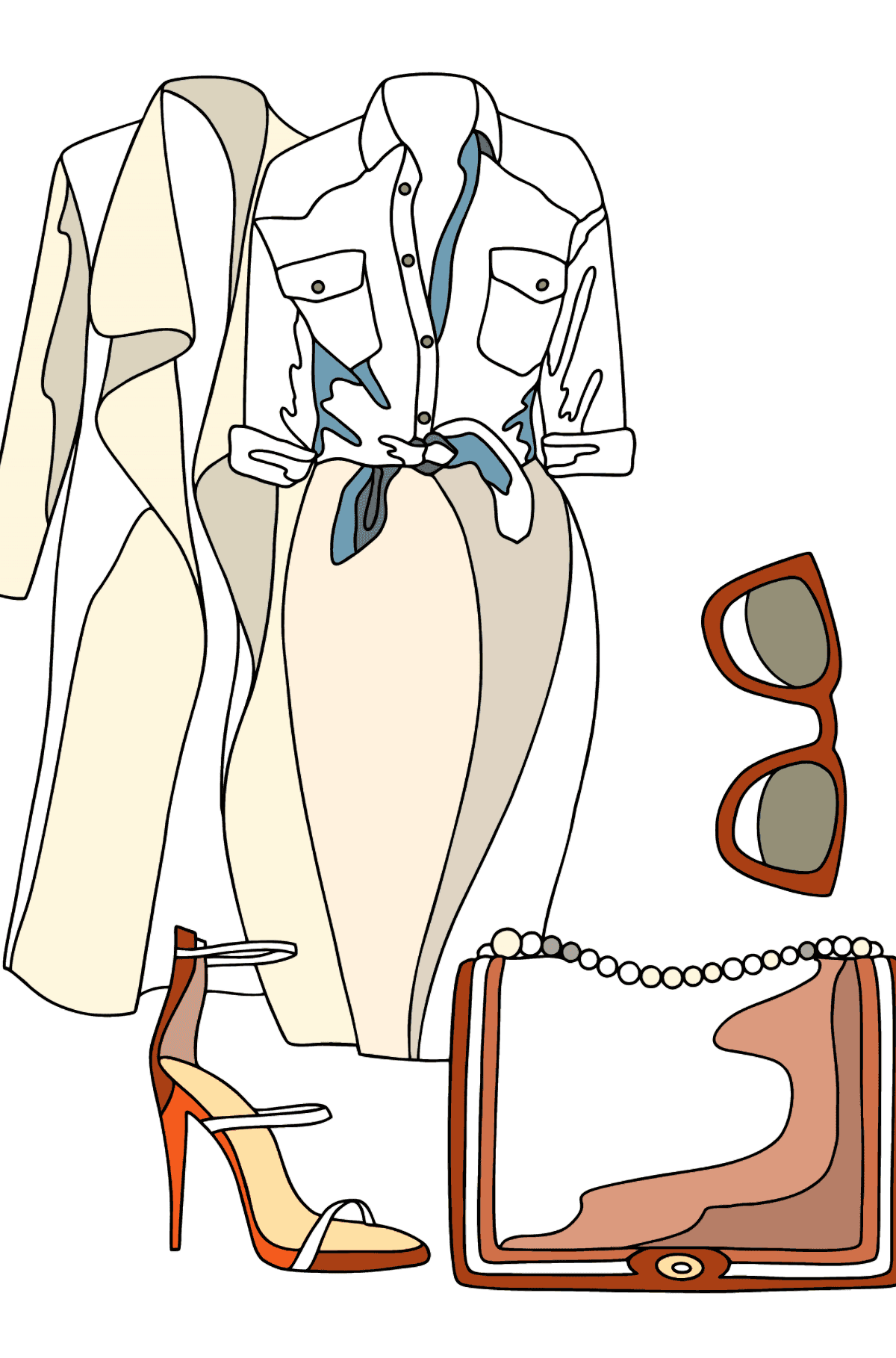 Coloriage Costume femme - Coloriages pour adultes