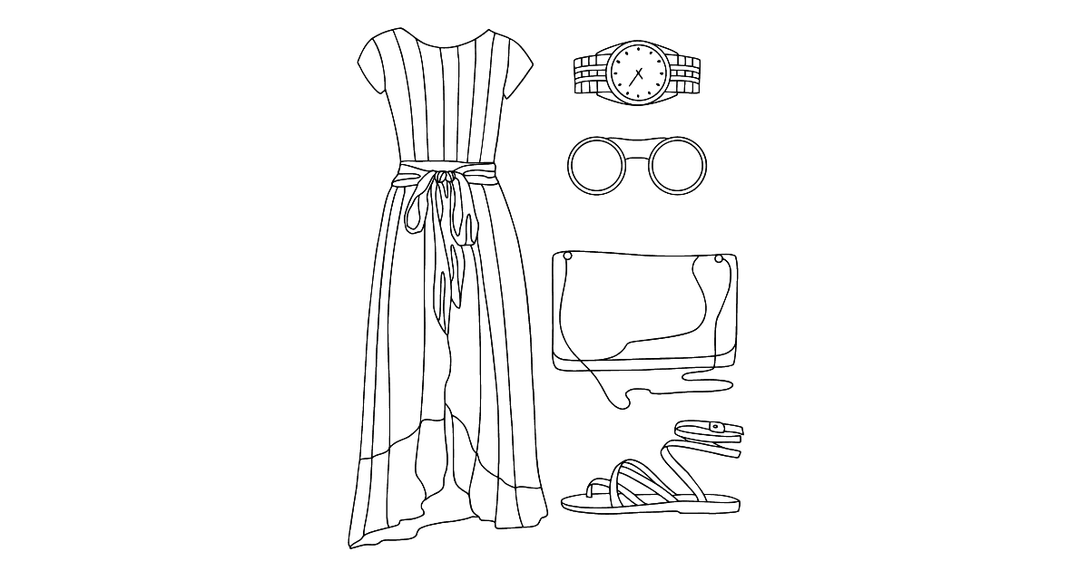 Gentle summer female image - Fashion & Style coloring pages