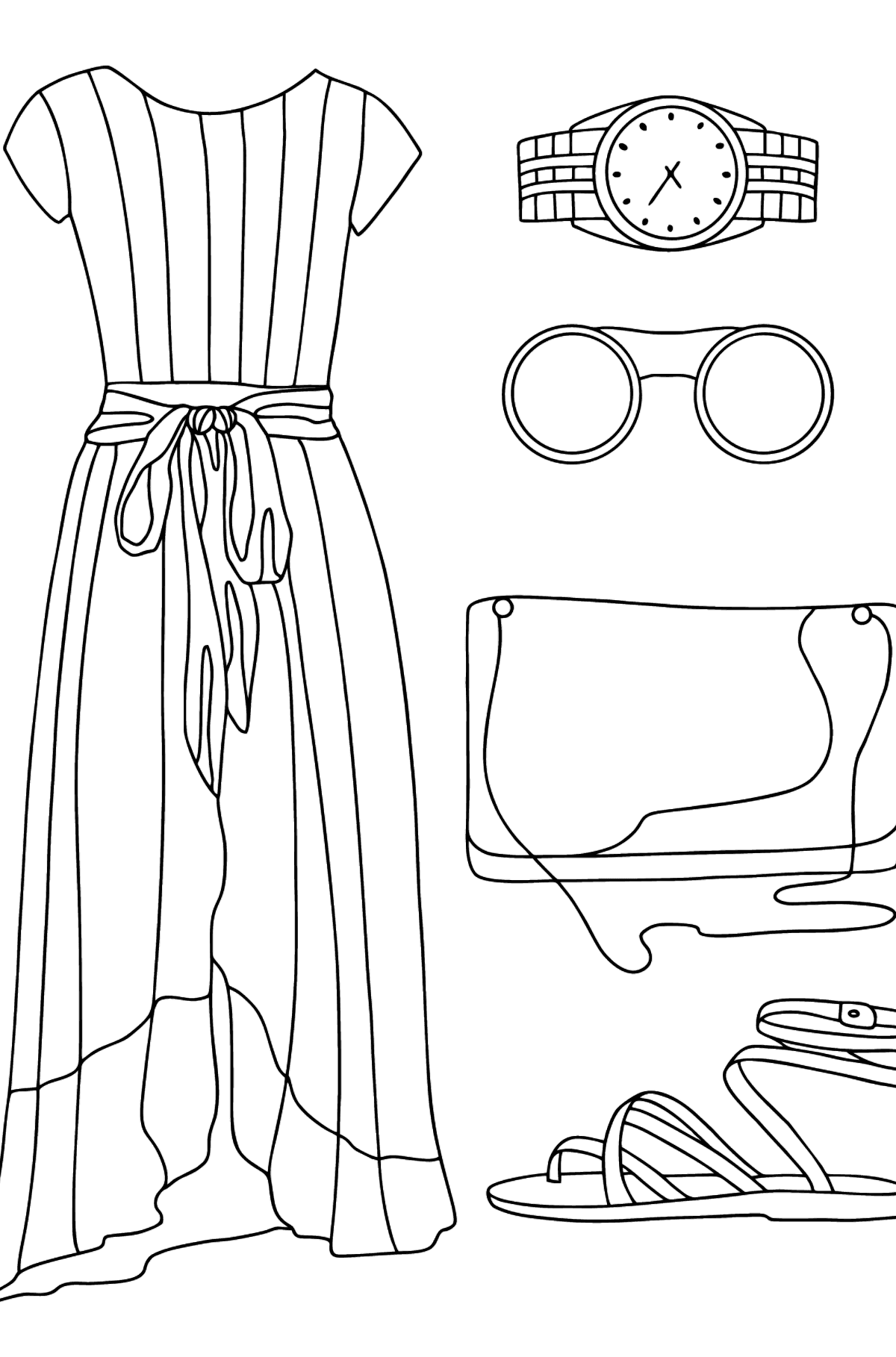 Summer Clothes Coloring Page