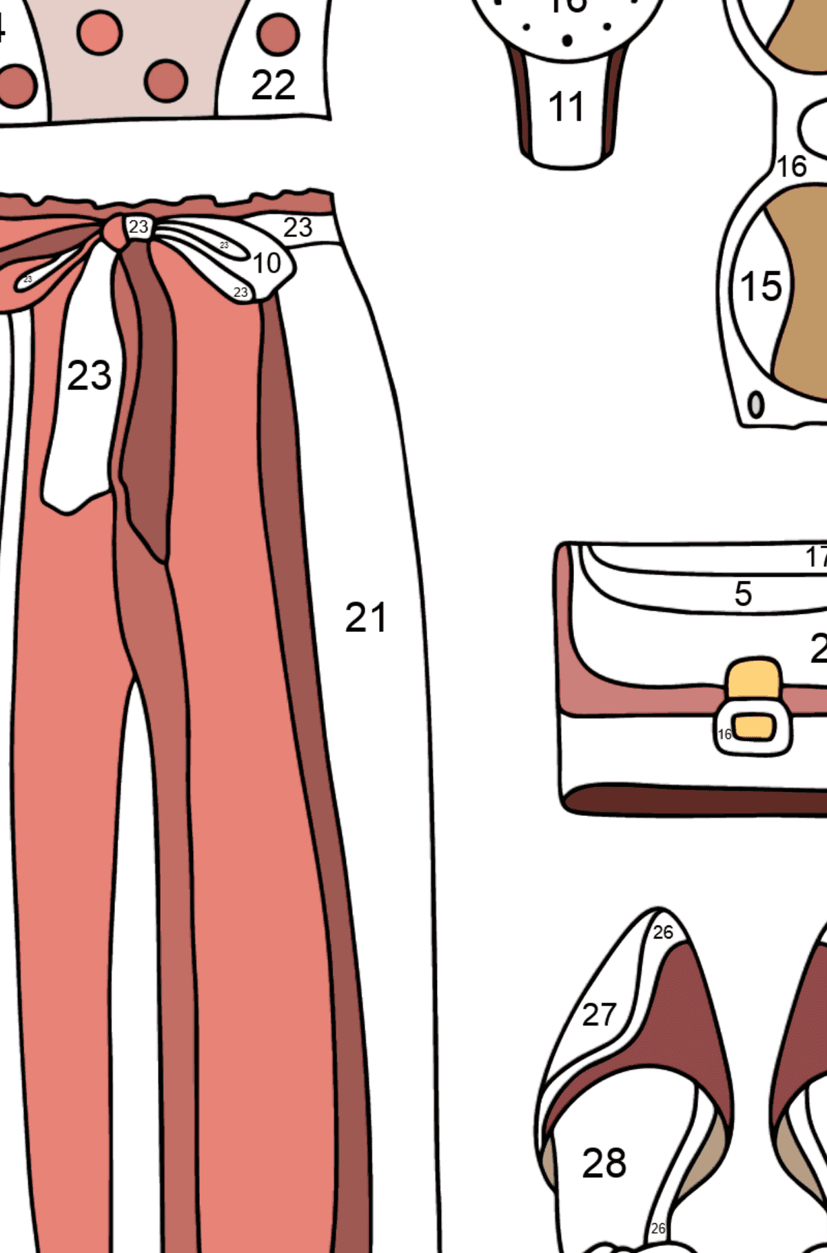 Раскраска Летний женский образ - Раскраска по Номерам для Взрослых