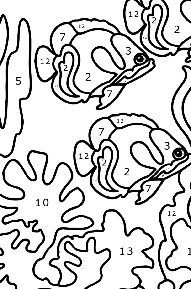 Pisces Angel - Fish coloring pages for Adults online and printable