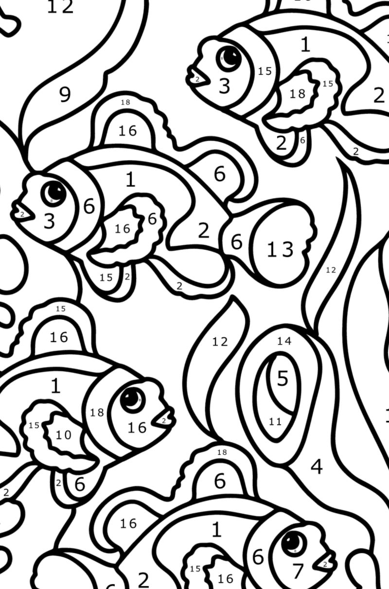 Clown fish - Fish coloring pages for Adults online and printable