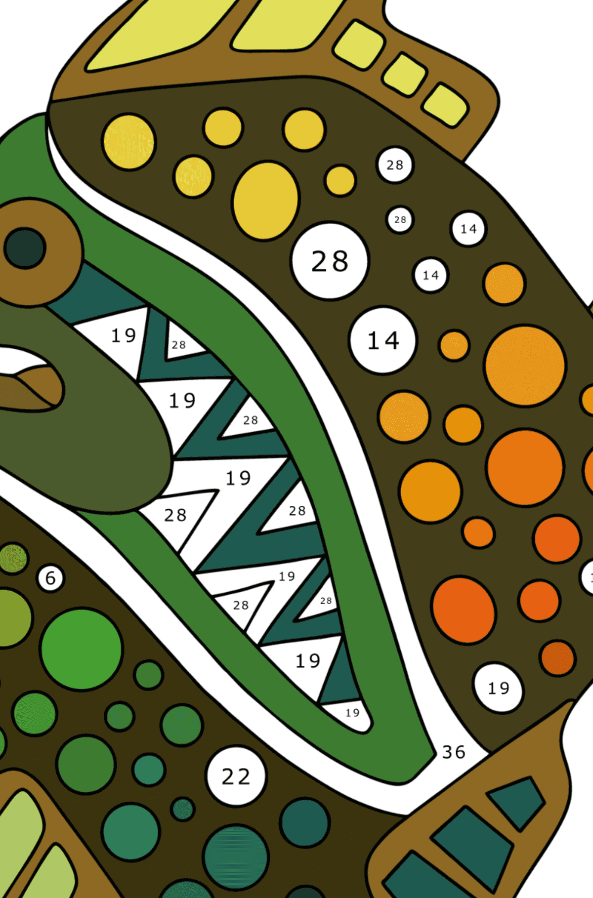 Раскраска Рыбка антистресс - Раскраска по Номерам для Взрослых