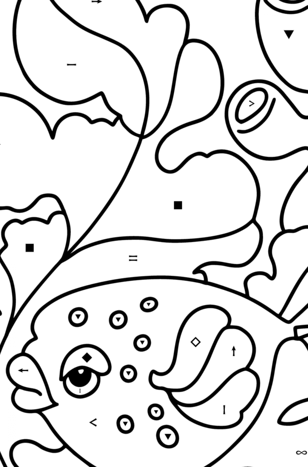 Hedgehog fish - Fish coloring pages for Adults online and printable