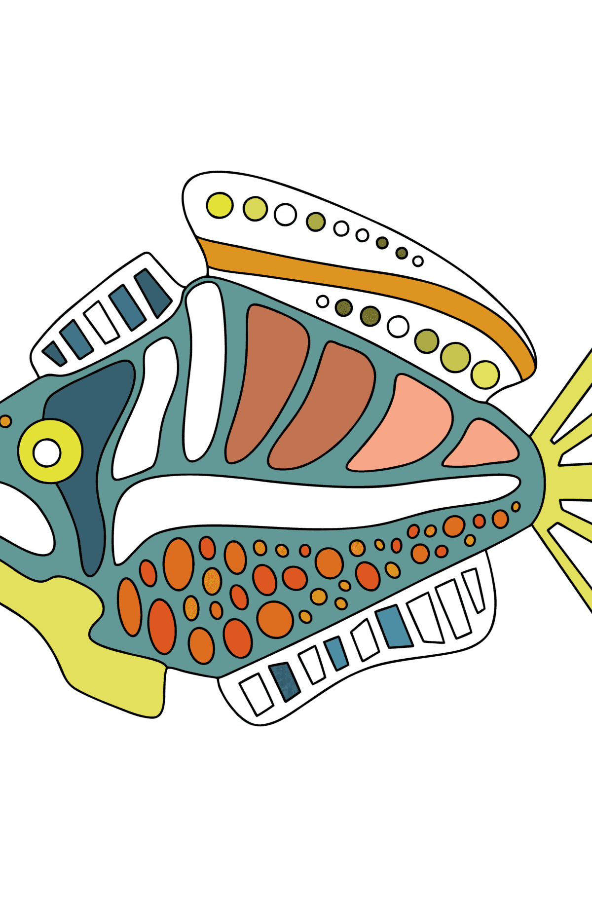Dibujo de Salmón Turquesa para colorear - Dibujos para Colorear para Adultos