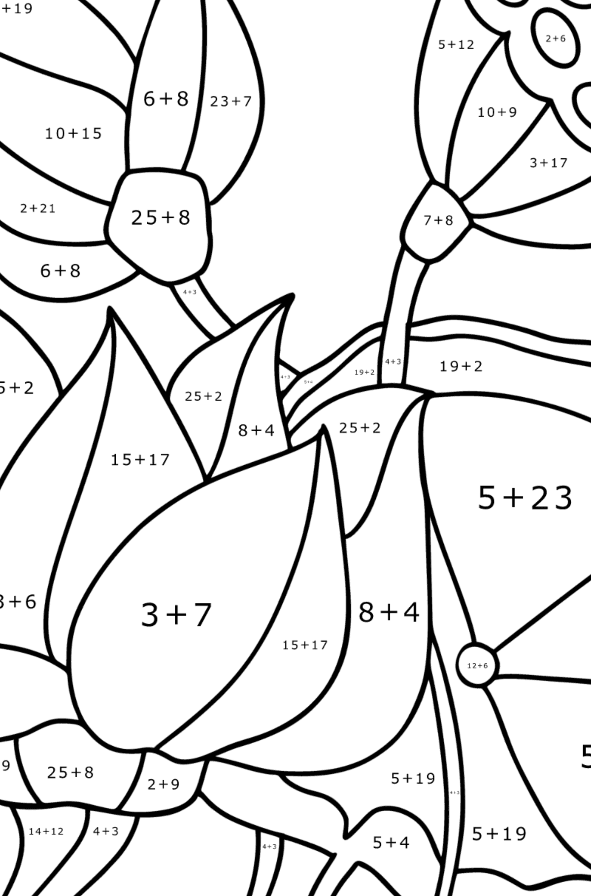 Beautiful lotus - Flowers Coloring Pages for Adults Online