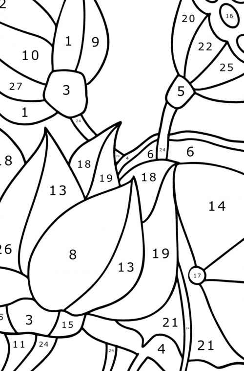 Beautiful lotus - Flowers Coloring Pages for Adults Online