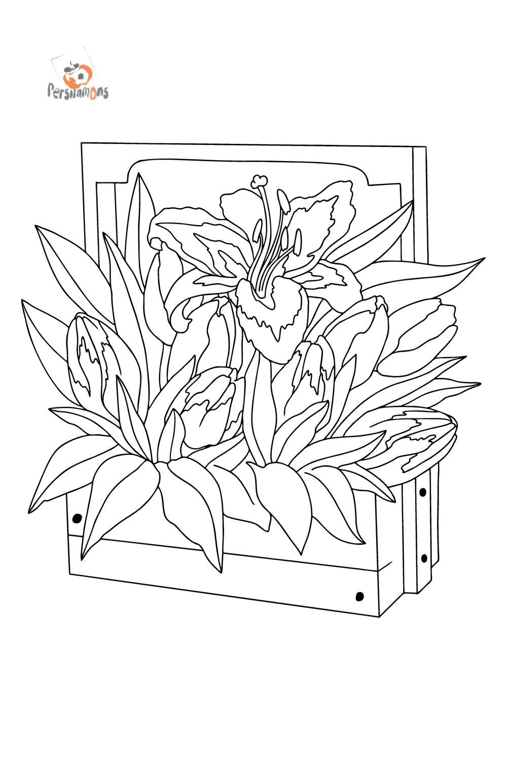 Coloring Page Lilies In A Basket Print And Online For Free