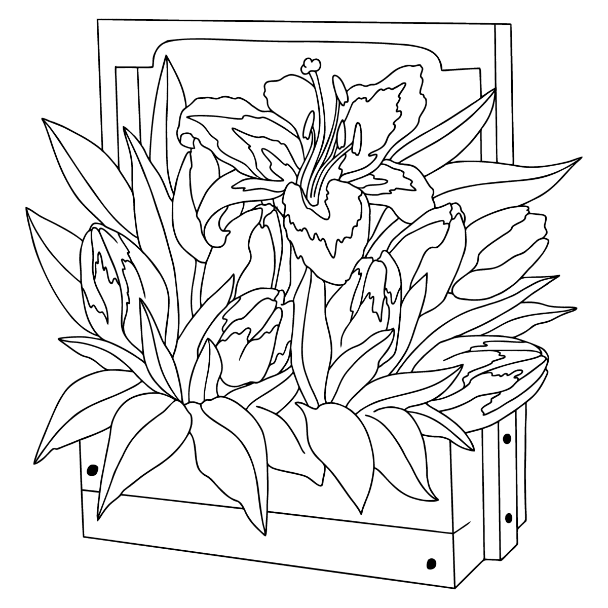 Coloring Page Lilies In A Basket Print And Online For Free