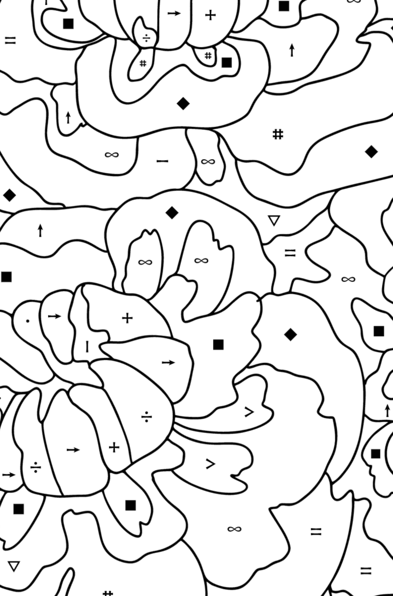 Peonies - Flowers Coloring Pages for Adults Online & Print