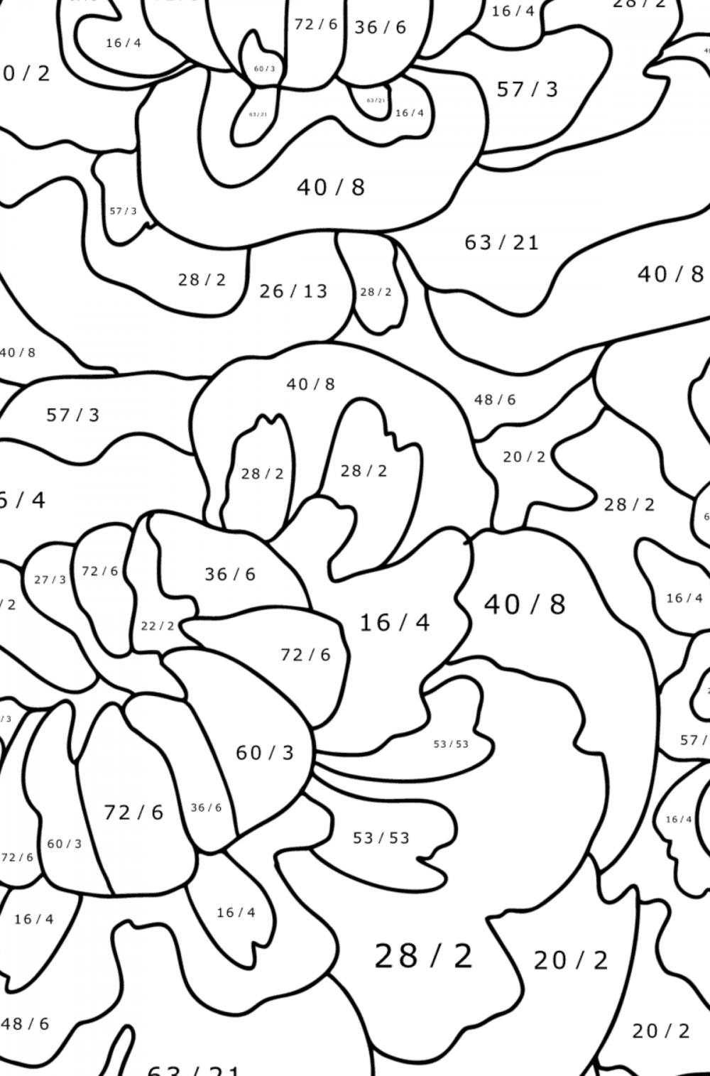 Peonies - Flowers Coloring Pages for Adults Online & Print