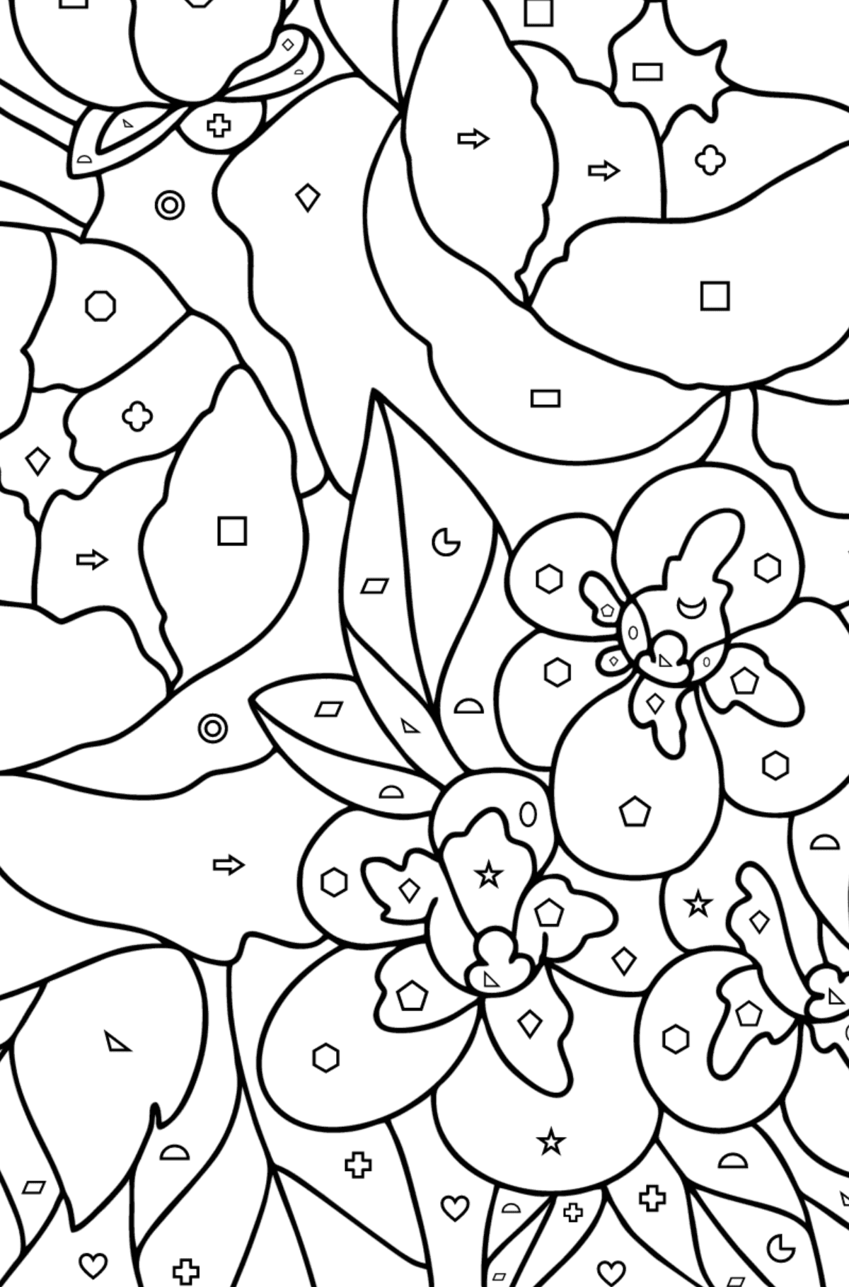 Rose and primrose in a basket - Flowers Coloring Pages for Adults