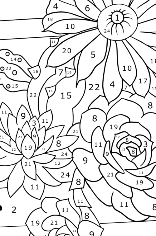 Succulent and cactus - Flowers Coloring Pages for Adults Online