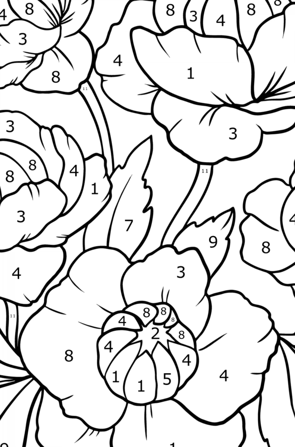 Trollius flower - Flowers Coloring Pages for Adults Online